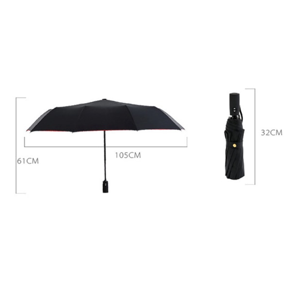 Kraftig praktisk vindtett paraply Vinröd