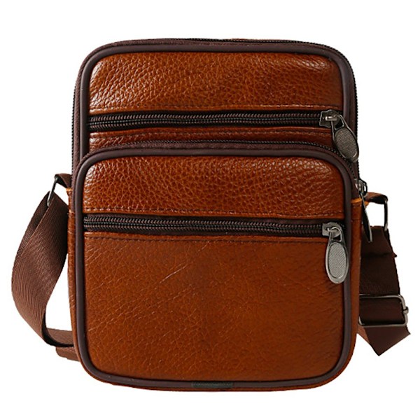 Stilren och Hållbar Crossbody Väska i Äkta Läder - Perfekt för Vardag och Resa Matte Kaffe