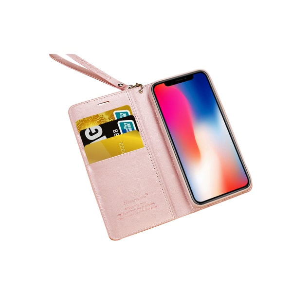 Elegant Fodral med Plånbok av Hanman - iPhone X/XS Ljusrosa