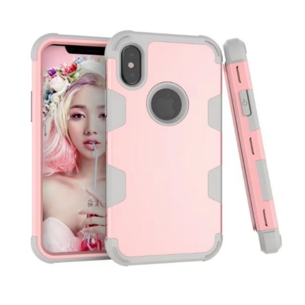 iPhone X/XS (Rugged Robot) Skyddsskal Rosa/Svart Rosa/Svart