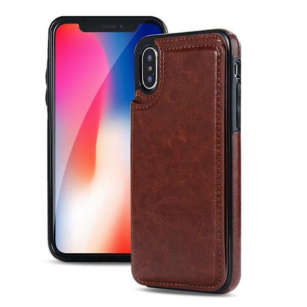 iPhone XR - NKOBEE Läderskal med Plånbok/Kortfack Brun