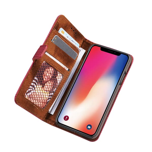 Plånboksfodral i Retrodesign från LEMAN till iPhone XS Max Blå Blå