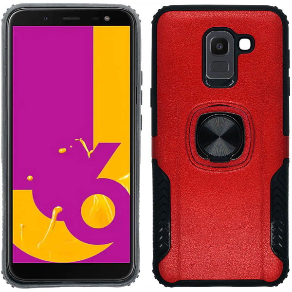 Samsung Galaxy J6 2018 - Praktisk cover med ringholder Röd