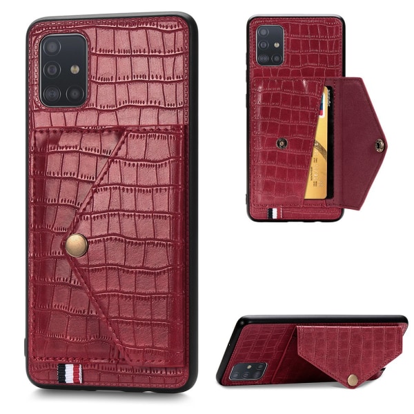 Samsung Galaxy A71 - Praktisk Smart Cover-kortholder Röd