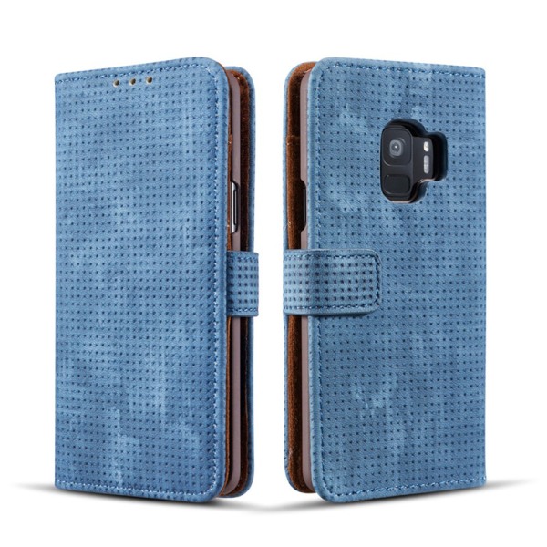 Stilrent -Vintage Mesh- Plånboksfodral för Samsung Galaxy S9+ Blå