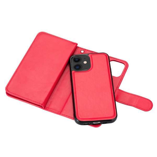 iPhone 12 - Praktisk Robust 9-Card Wallet Case Röd