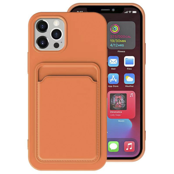 iPhone 12 Pro - Floveme Skal med Korthållare Orange