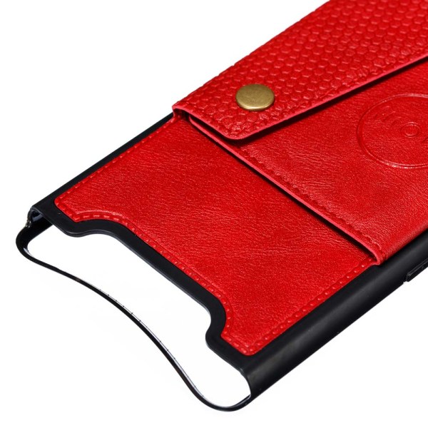 Samsung Galaxy A80 - Professionellt Stilrent Skal med Kortfack Röd