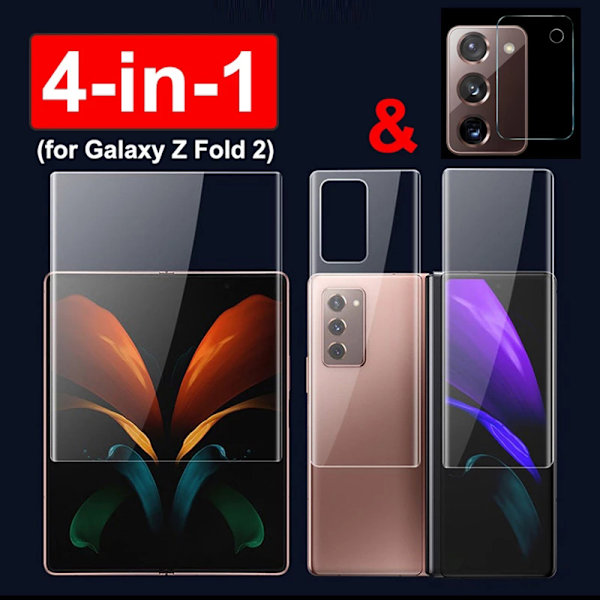 2-PACK Samsung Galaxy Z Fold 2 -Smart Hydrogel Skärmskydd 4 in 1 Transparent