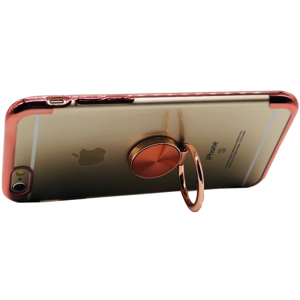 iPhone 5/5S - Robust silikonetui med ringholder Roséguld
