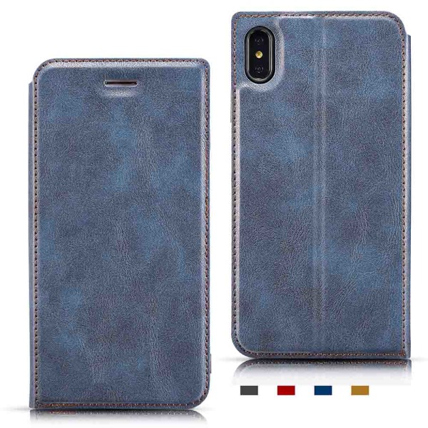 iPhone XR - Käytännöllinen sileä (vintage) lompakkokotelo Blå