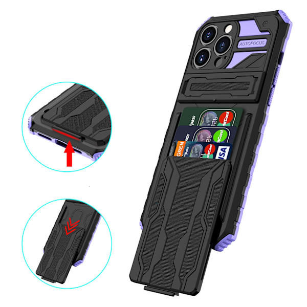 iPhone 13 Pro Plånboksfodral - Stilsäker Design med Militärklassat Skydd Blå