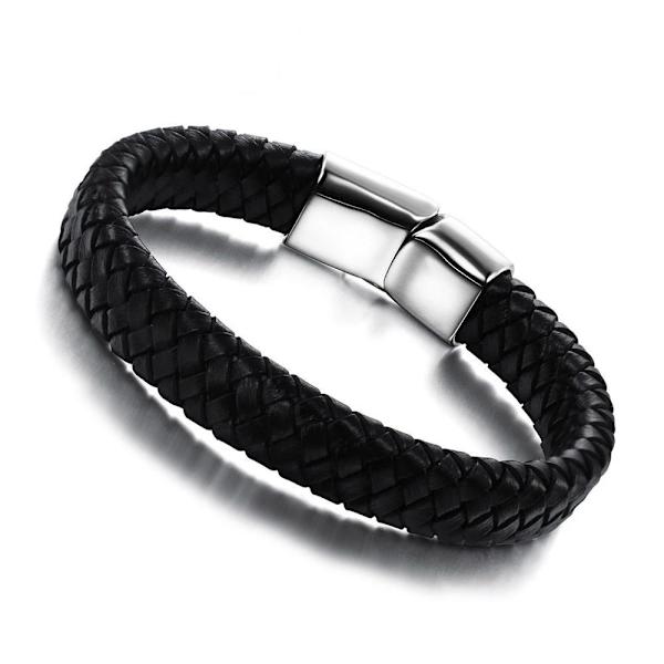 Stilsäkert Bekvämt PU-Läder Unisex Armband Brun 21CM