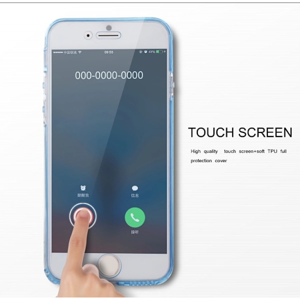 Smart Silikonfodral TOUCHFUNKTION (Fram och Baksida) iPhone 7 Blå