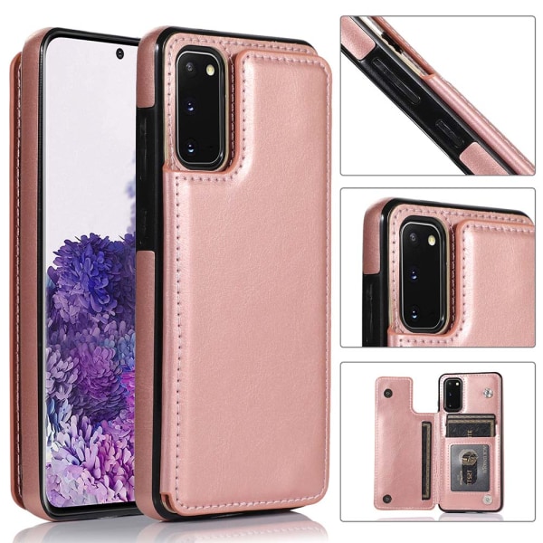 Samsung Galaxy S20 - Käytännöllinen kuori korttipaikoilla (NKOBEE) Roséguld