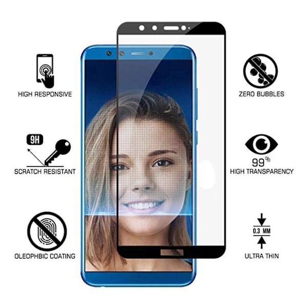 Skärmskydd 2.5D Ram 9H HD-Clear Screen-Fit Honor 9 Lite Svart