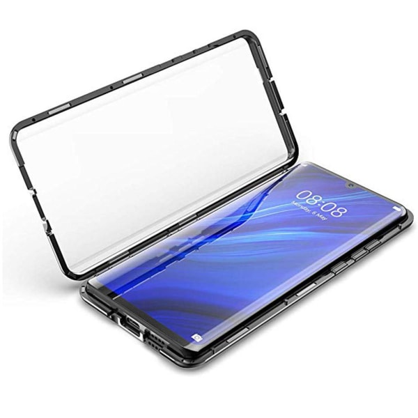 Samsung Galaxy A20E - Stilfuldt dobbelt magnetisk cover Silver