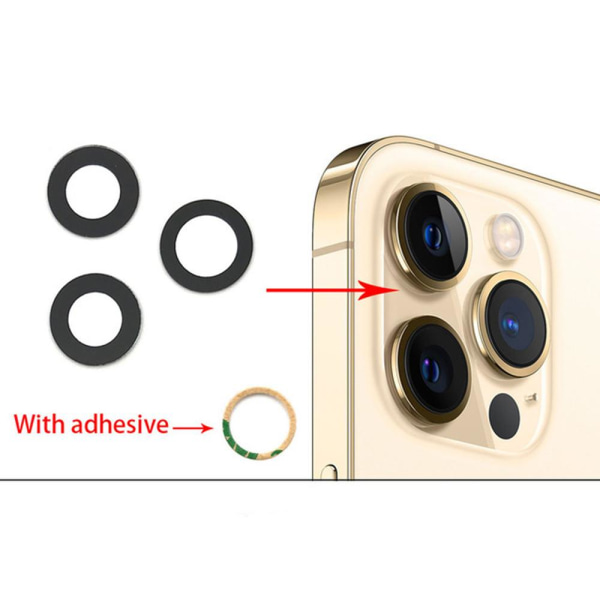 2-PAKKE iPhone 12 Pro Bakre kamerafelg Lens reservedel Transparent/Genomskinlig