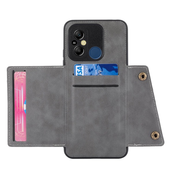 Luksus PC Leather Retro Flip lommebokveske til Xiaomi Redmi 12C Grey