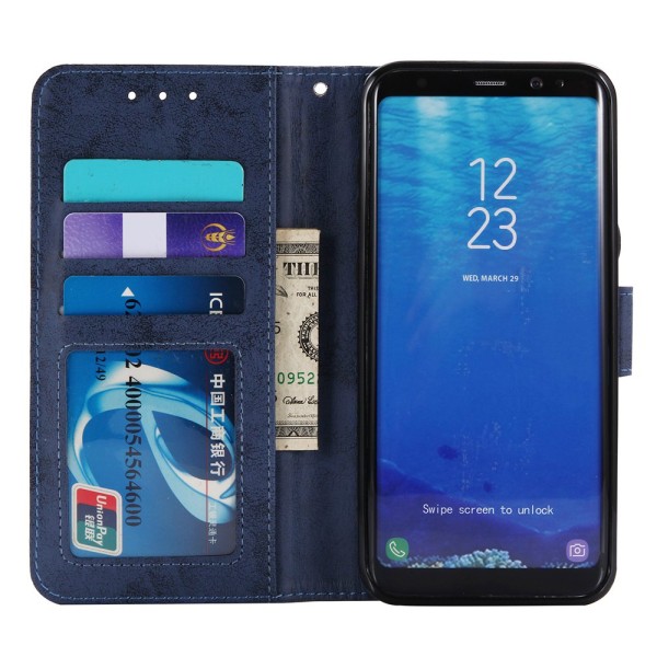 LEMAN Plånboksfodral med Magnetfunktion - Samsung Galaxy S8 Marinblå