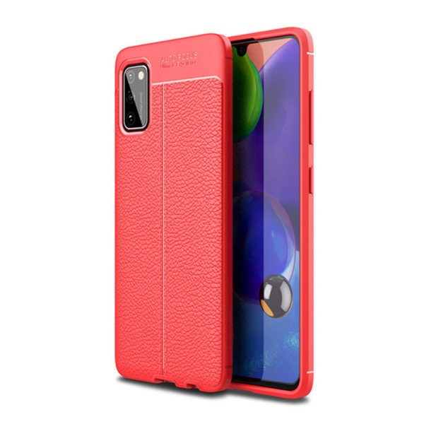 Samsung Galaxy A41 - Stilsäkert Litchi-Läder Design Skal Mörkblå