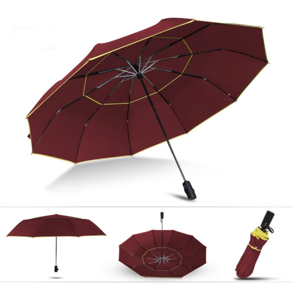 Holdbar stilfuld stor paraply Vinröd