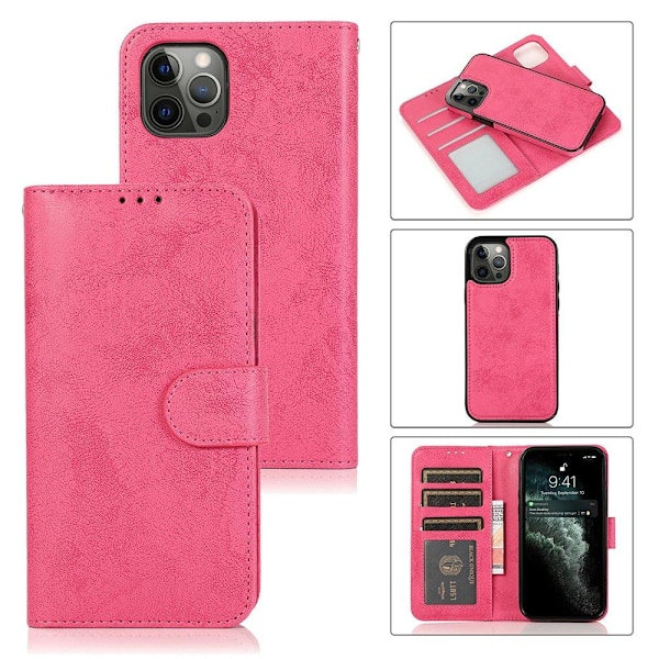 iPhone 12 Pro Max - Robust dobbeltfunksjons lommebokfutteral Rosa