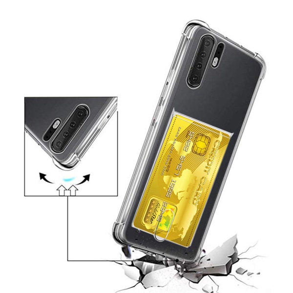 Huawei P30 Pro - Praktiskt Floveme Skal med Kortfack Transparent
