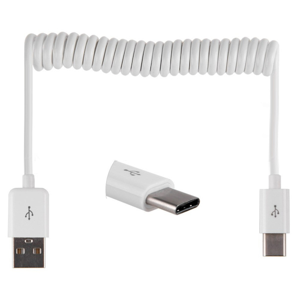 Praktiskt USB till Type-C Fjäder Laddningskabel Svart