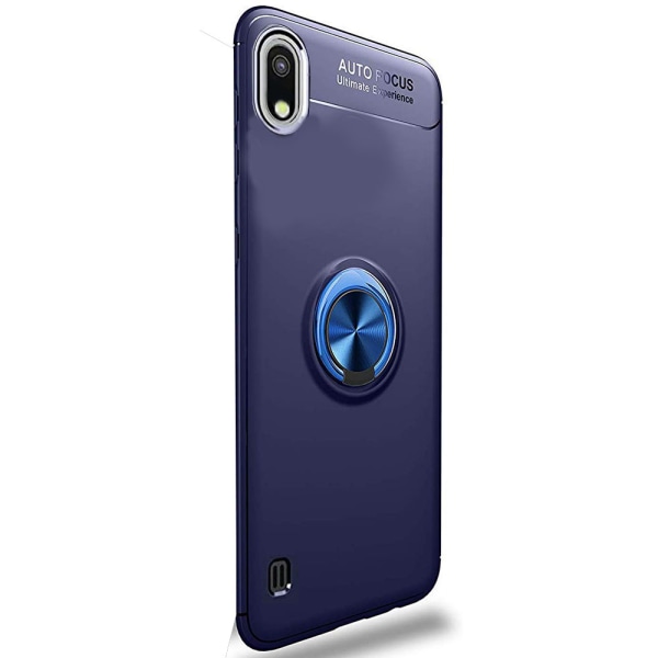 Samsung Galaxy A10 - Praktisk beskyttelsescover med ringholder Svart/Blå