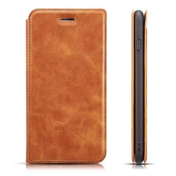 iPhone X/XS - Genomt�nkt Vintage Pl�nboksfodral Brun