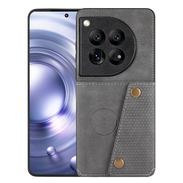 Oneplus 12 Retro Läderfodral - Lyxig Kvalitet i Varje Detalj Grå