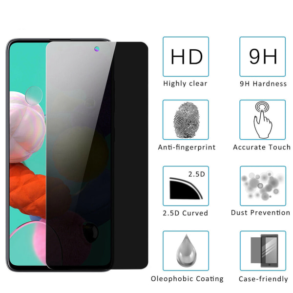 3-PACK Samsung Galaxy A52 Privacy skærmbeskytter HD Svart