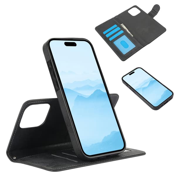 LEMAN Magnetiskt Plånboksfodral kompatibelt med iPhone 16 Pro Brun