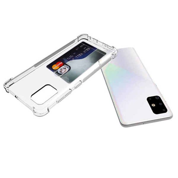 Samsung Galaxy A71 - Iskunkestävä Floveme-kansi korttilokerolla Transparent/Genomskinlig
