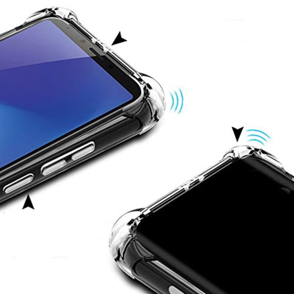 Samsung Galaxy A40 - Stødsikkert silikonecover med kortholder Transparent/Genomskinlig
