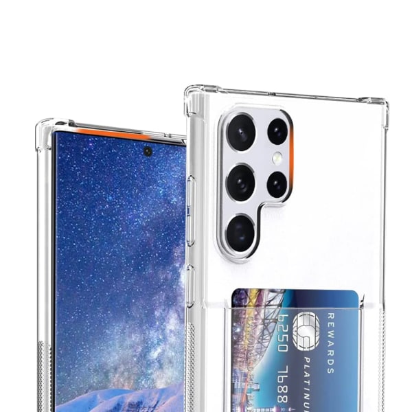 Stilfuldt cover med kortholder til Samsung Galaxy S24 Ultra Transparent