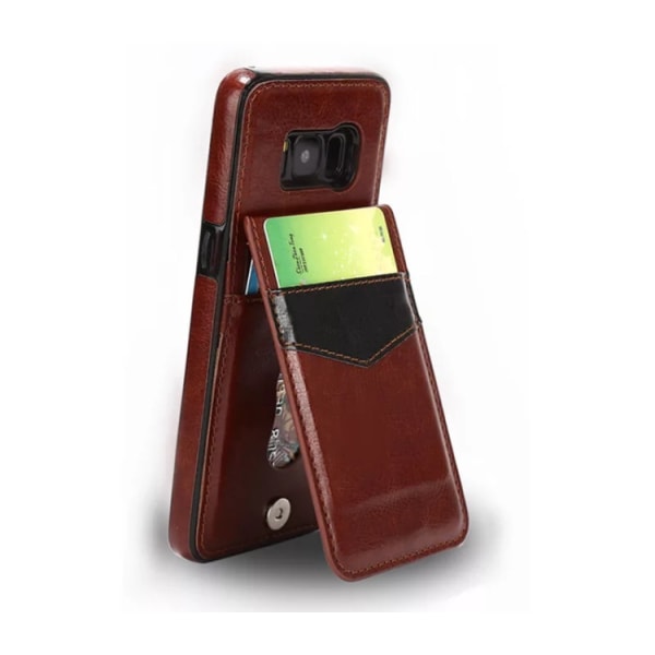 Samsung Galaxy S8 - Läderskal med Plånbok/Kortfack från LEMAN Röd