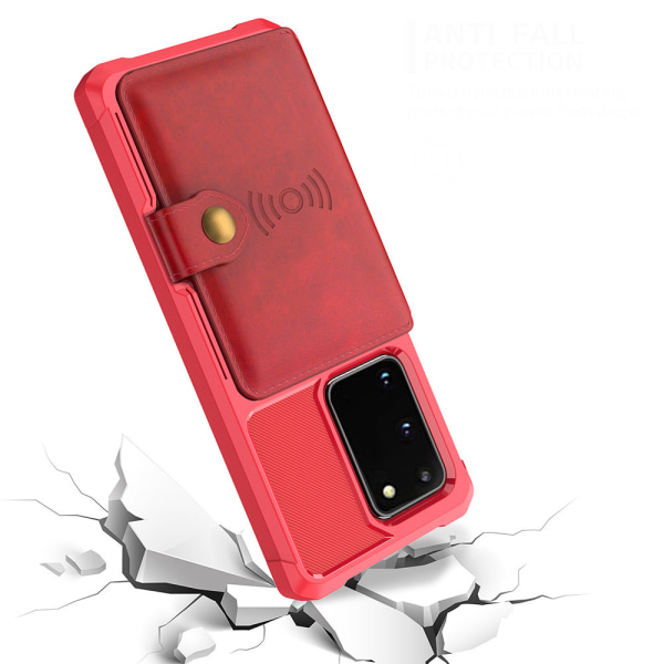 Samsung Galaxy S20 - Praktisk cover med kortholder Röd