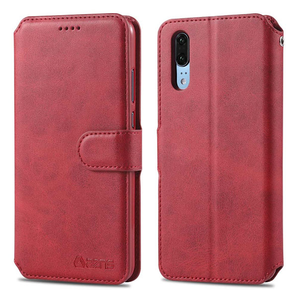 Stilsäkert Skyddande Plånboksfodral - Huawei P20 Pro Röd