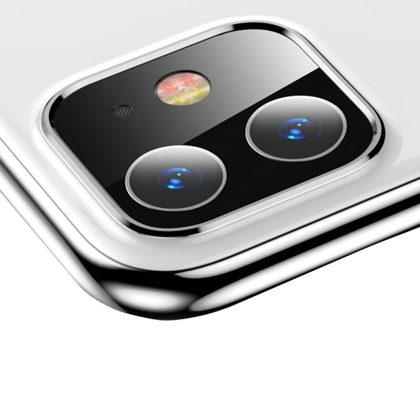 iPhone 11 Pro Max kameralinsedeksel i herdet glass + metallramme Silver
