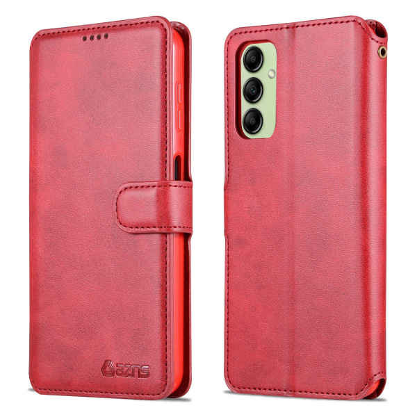 Lyxigt läderfodral för Samsung Galaxy A14 5G Röd