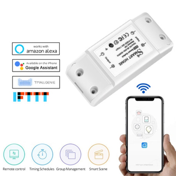 WiFi Smart Light Switch Universal Breaker Trådløs fjernbetjening Vit