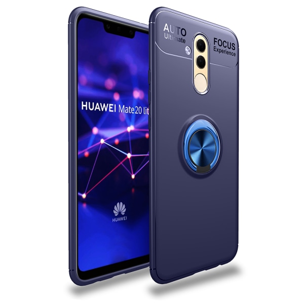 Stilfuldt cover autofokus med ringholder - Huawei Mate 20 Lite Svart/Svart