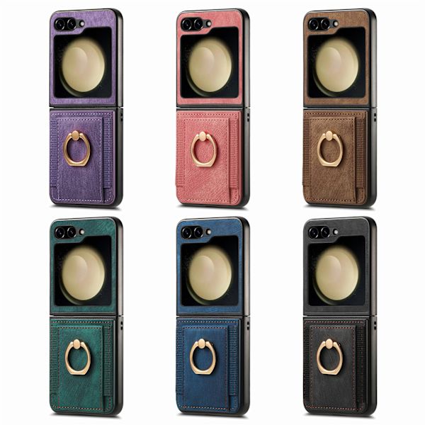Samsung Galaxy Z Flip 5 - Ringhållare Stötsäkert Korthållarskal Pink
