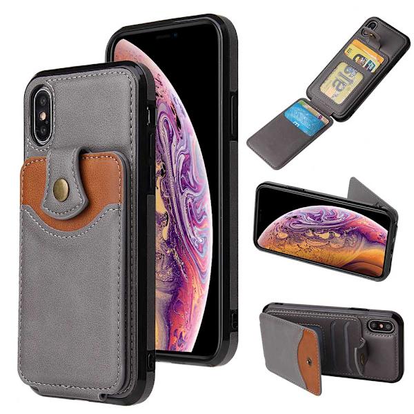 iPhone XR - Skyddande Skal med Kortfack Grå Grå