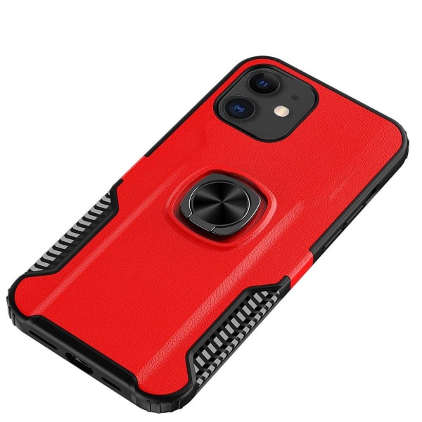iPhone 12 Mini - Profesjonelt Leman-deksel med ringholder Röd