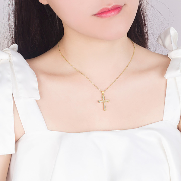 Stilsäkert Elegant Kors Halsband Guld