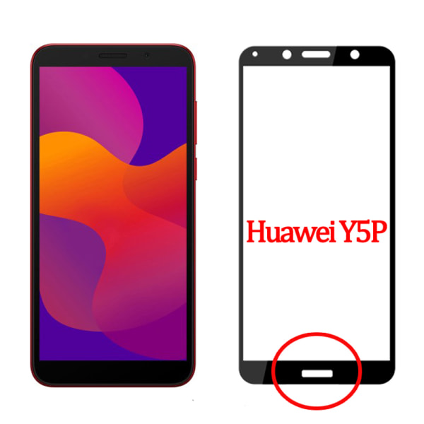 Huawei Y5p 3-PACK näytönsuoja 2.5D kehys 9H 0.3mm Svart