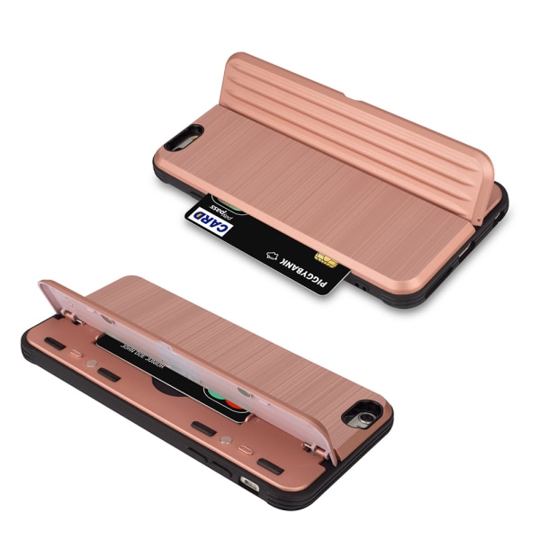 iPhone 6/6S - Gjennomtenkt deksel med kortspor Rosa